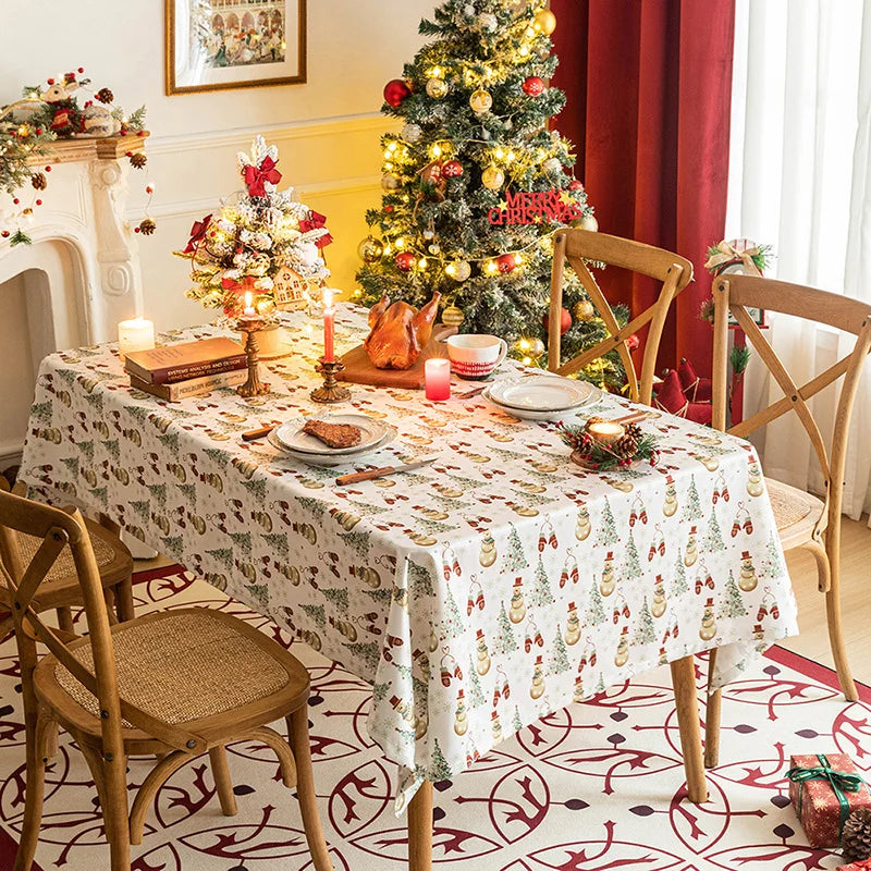 Christmas Snowman Dining Room Tablecloth