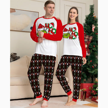 Grinch Christmas Cartoon Print Family Matching Pajamas