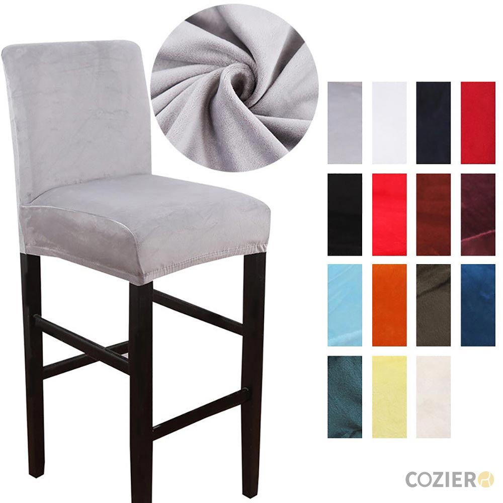 Nevus Velvet Solid Color Bar Stool Chair Cover