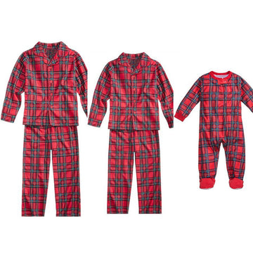 Red Checked Printed Family Matching Pajamas Set