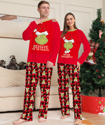 Grinch Behave For The Holidays Family Matching Christmas Pajamas Sets