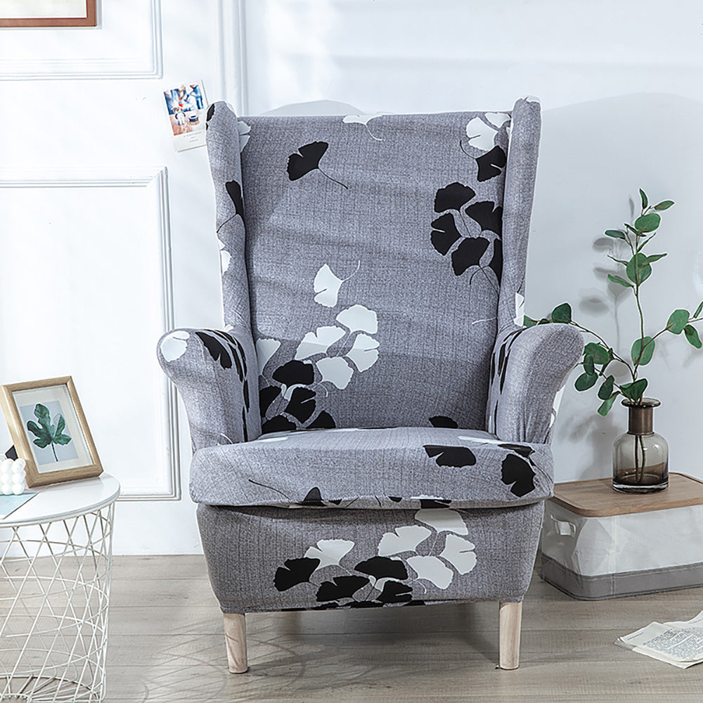 Spandex Print Stretch Wingback Chair Cover